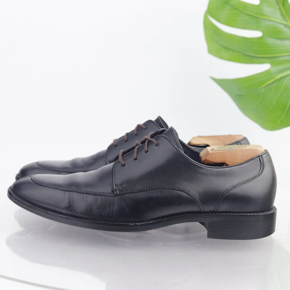Cole Haan Mens Lenox Hill Oxfords Size 8 M Black Leather Apron Toe Dress Shoes